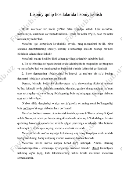 lisoniy qolip hosilalarida lisoniylashish — DOCX