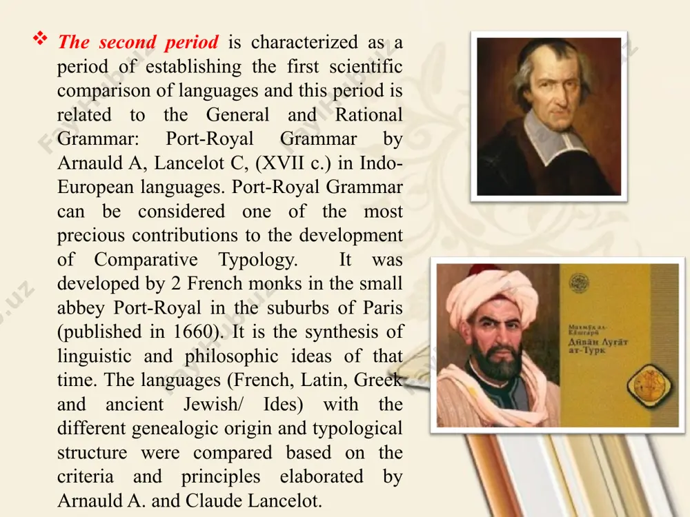 n languages and languages that do not have a writing system. recently, an enormous bulk of researches has been done on languages in latin america, asia, africa, australia, oceania and eurasia that do not have a writing system. studying these languages have influenced by comparing them to indo-european languages and these investigations have influenced on typology greatly. previous researches focused on genetic relation but new researches are focusing on morphological similarities, classification, and other points. the fourth factor is the influence of the translation and translation science. translation is a quite ancient science. when people started to translate from one language into another they unconsciously compared two languages. that is why they consider translation to be the main part of typology. the influence of translation to typology can be classified as followings: translation of fiction stories; translation of grammatical forms; translations that are done under the influence of mathematical linguistics. …