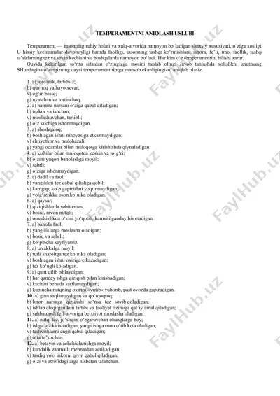 temperamentni aniqlash uslubi — DOC
