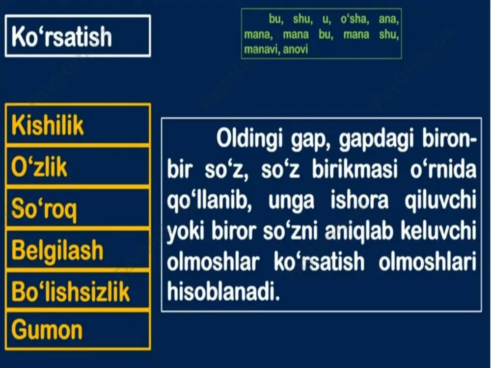 olmoshning ta’rifi, leksik-grammatik xususiyatlari - Page 5