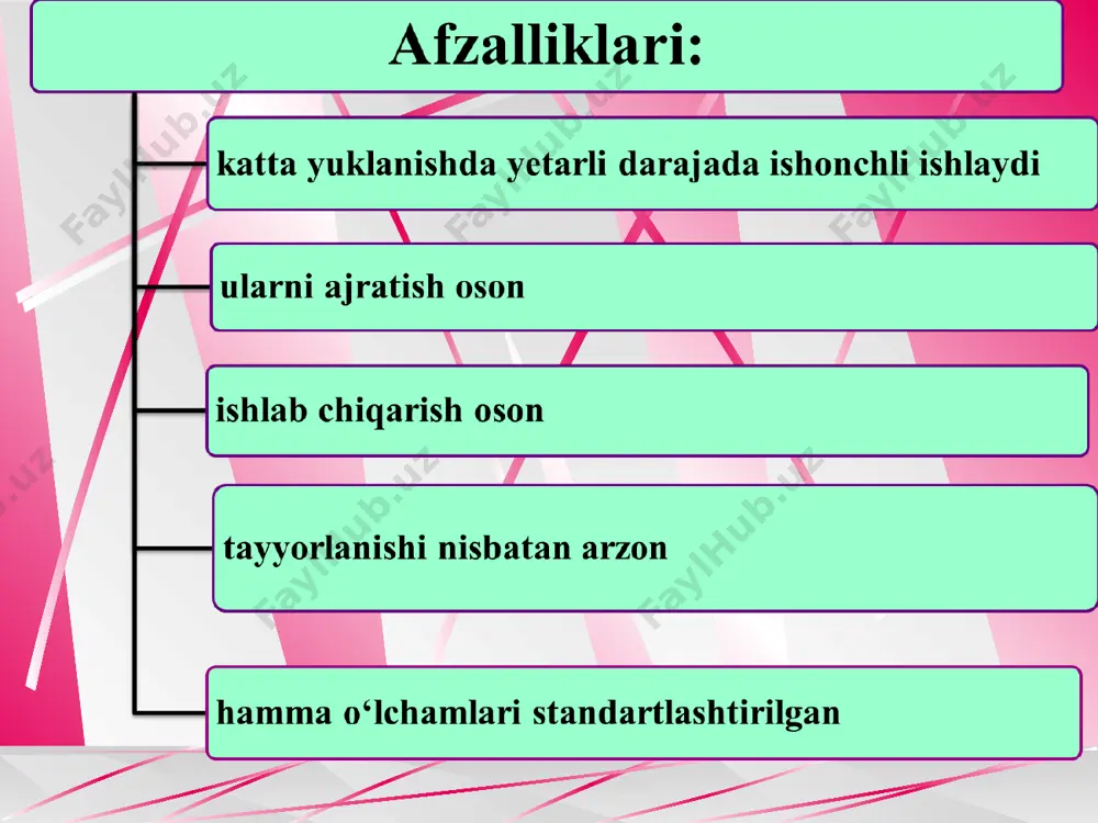 va α=55o. xorijdan keltirilgan detallarni xa’mirlashda qo’llaniladi. quvur rezbasi (7-rasm, b). bunday rezba silindrsimon rezbadir va mayda dyuymli rezba hisoblanadi. bunday rezbalarda rezbaning botiq va chiqiq qismlari doirasimon bo’lgani uchun radial tirqish mavjud emas. germetik birikma hosil qiladi, quvurlarni ulash uchun ishlatiladi. birikmaning yuqori jipsligini konussimon rasmda tayyorlangan quvur rezbalari ta’minlaydi. trapesiyaviy rezba (7-rasm, v). vint-gaykali uzatmalardagi asosiy rezba hisoblanadi. bunday rezbaning profili teng yonli trapesiya bo’lib, α=30o. tayyorlanishi nisbatan oson va ishqalanishga kam quvvat sarf bo’ladi. yuklanish ostida ilgarilanma-qaytma harakatni uzatish uchun ishlatiladi. tirak rezba (7-rasm, g). profili α=27o li teng yonli bo’lmagan trapesiyadan iborat. foydali ish koeffisienti trapesiyaviy rezbalardan yuqori. vint-gaykali uzatmalarda yuqori yuklanishlarni bir tomonlama o’qiy yo’nalishda qabul qilishda ishlatiladi. to’g’riburchakli rezba (7-rasm, d). profilli kvadrat, kichik mustahkamlikka ega. yedirilishi natijasida o’q bo’yicha tirqishlar hosil bo’ladi. standartlashtirilmagan. кam yuklanishli vint-gaykali uzatmalarda cheklangan tarzda ishlatiladi. doiraviy rezba (7-rasm, e). profili-qisqa to’g’ri chizikdar bilan tutashtirilgan yoylardan iborat, profil burchagi …