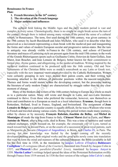 renaissance in france — DOCX