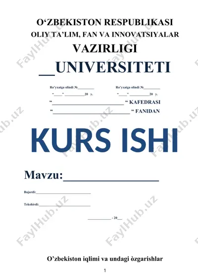 o'zbekiston iqlimi va undagi ozgarishlar - kurs ishi — DOC