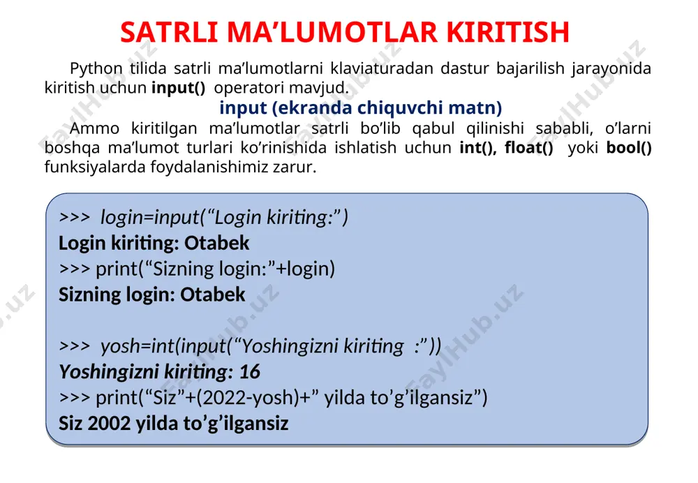 python ma'lumotlar turi - Page 4