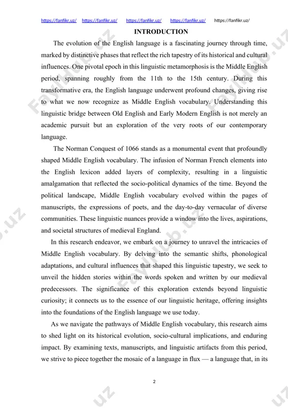 unravel the intricacies of middle english vocabulary. by delving into the semantic shifts, phonological adaptations, and cultural influences that shaped this linguistic tapestry, we seek to unveil the hidden stories within the words spoken and written by our medieval predecessors. the significance of this exploration extends beyond linguistic curiosity; it connects us to the essence of our linguistic heritage, offering insights into the foundations of the english language we use today. as we navigate the pathways of middle english vocabulary, this research aims to shed light on its historical evolution, socio-cultural implications, and enduring impact. by examining texts, manuscripts, and linguistic artifacts from this period, we strive to piece together the mosaic of a language in flux — a language that, in its transformation, encapsulates the spirit of an age marked by change, diversity, and the inexorable march of time. the actuality of the theme: the relevance of this research …