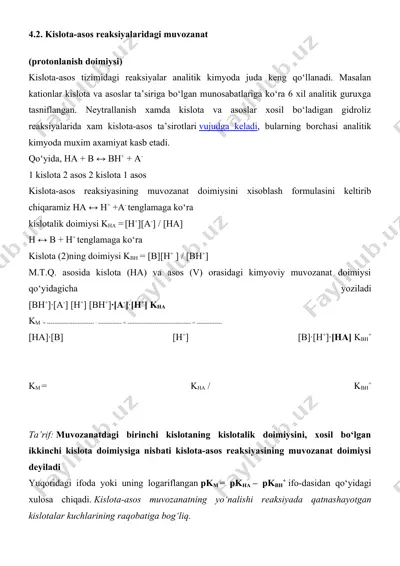 kislota-asos reaksiyalaridagi muvozanat — DOCX