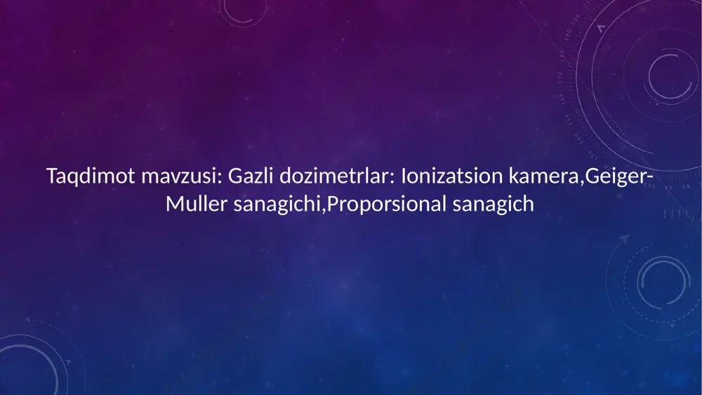 gaz atomlari yoki molekulalari ionlashtiruvchi nurlanish taʼsirida ionlashganda, ion juftlari hosil boʻladi va natijada musbat ionlar va dissotsilangan elektronlar elektr maydoni taʼsirida qarama-qarshi qutbli elektrodlarga oʻtadi..ionlash kamerasi dizayniga qarab, femtoamperdan pikoampergacha boʻlgan hududda elektrometr pallasida oʻlchanadigan va nurlanish dozasiga mutanosib boʻlgan ionlanish oqimini hosil qiladi. gazli dozimetrlar – bu ionlashtiruvchi nurlanishni o‘lchash uchun ishlatiladigan asboblar bo‘lib, ular gazni ionlashtiradigan xususiyatiga asoslanadi. bunday dozimetrlar nurlanishni o‘lchashda gazning (odatda argon, ksenon yoki boshqa inert gazlar) ionlashuvi orqali ishlaydi. gazli dozimetrlar asosan quyidagi qismlardan tashkil topgan: detektor kamerasi - ionlashgan gazni yig‘ish va o‘lchashni amalga oshiruvchi joy. elektrodlar - ionlashgan gazdan chiqadigan zarrachalarni yig‘ish va o‘lchash. kuchlanish manbai - ionlashgan zarrachalarni to‘plash uchun kerakli kuchlanishni taqdim etadi. bunday dozimetrlar asosan radiatsiya xavfsizligi sohasida, tibbiyotda, yadroviy energiya sanoatida va ilmiy tadqiqotlarda ishlatiladi. gazli dozimetrlar radiasiyani o'lchashda ishlatiladigan qurilmalardir va ularning ishlash prinsipi gazlarning ionlanish xususiyatiga asoslangan. ular asosan elektromagnit to'lqinlari yoki ionlashtiruvchi nurlanish (masalan, …