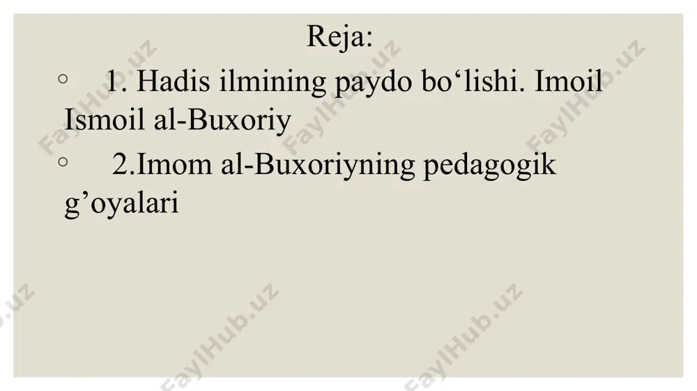 hahrida istiqomat qilgan vaqtda ko‘pincha qorong4u kechalari sham yorug‘i va oyning nurida ijod qilib, kitob yozar ekan. e’dodli, o‘tkir zehnli hamda ziyrak olim bo‘lgan. tunda yodiga bexosdan biror-bir fikr-mulohaza tushib qolsa, shamni yoqib, darhol o£sha fikmi qog'ozga tushirar, shu taxlitda ba’zan shamni yigirma martagacha o‘chirib-yoqar ekan”. rivoyatlarga ko‘ra, u qaysi bir kitobni qo‘lga olib, bir marotaba mutoala qilsa, unda bayon etilgan barcha fikrlar, ma’lumotlami yodda saqlab qolavergan. olti yil hijoz shahrida yashab, u yerda yetuk muhaddislardan hadis ilmi bo‘yicha, damashq, qohira, basra va bag‘dod shaharlarining mashhur olimlaridan esa fiqh ilmi bo‘yicha ta’lim oladi. ma’lumotlarga ko‘ra, imom ismoil al-buxoriy 600 mingga yaqin hadisni to‘plagan., 100 ming “sahih” va 200 ming “g‘ayri sahih” hadislami yod olgan. imom ismoil al-buxoriy uzoq safardan ona yurti buxoroga qaytgach, talaba va ulamolarga hadis ilmidan saboq beradi va mazkur ilmning targibotchisiga aylanadi. rivoyatlarga ko‘ra, xalifaning buxorodagi noibi xolid ibn ahmad ibn xolid az- zuhaliy uni saroyga kelib …