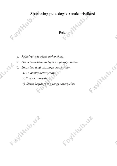 shaxsning psixologik xarakteristikasi — DOC