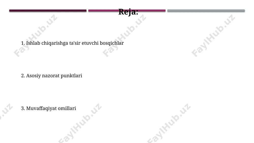 lib, 4 ta asosiy bosqichga bo'lingan va har bir bosqichning muvaffaqiyat darajasi 80% dan kam bo'lmagan bo'lishi kerak, aks holda loyiha qayta ko'rib chiqiladi. 2023-yil hisobotlariga ko'ra, toshkent shahrida 3 ta yirik korxonada qo'llanilgan ushbu metodologiya yordamida 10% ga mahsulot sifatini yaxshilashga erishilgan. darvozalarni rejalashtirish va boshqarish samarqand viloyatidagi 5 ta yirik avtomobil yo'llaridagi darvozalarni boshqarish tizimi, gps texnologiyalari va sun'iy intellekt yordamida avtomatlashtirilgan bo'lib, kuniga o'rtacha 1000 ta transport vositasining o'tishini nazorat qiladi. darvozalarni ochish va yopish vaqtlarini aniqlashda, 2023-yil ma'lumotlariga ko'ra, toshkent shahridagi transport zichligi hisobga olinib, optimal jadval tuzish muhim ahamiyat kasb etadi, bu esa yo'l harakatining samaradorligini 15% ga oshirishi mumkin. xatarlarni baholash va kamaytirish фарғона водийсидаги тўқимачилик корхоналаридаги энергия таъминотидаги ноқулайликлар 2023 йилнинг биринчи чорагида маҳсулот чиқаришни 15% га камайтирган. сурхондарё вилоятидаги кимё саноатидаги хавф-хатарлар баҳоланиши натижасида 5 та асосий хатар аниқланиб, уларни бартараф этиш учун 10 млн. сўм маблағ ажратилган. muammolarni hal qilish va …