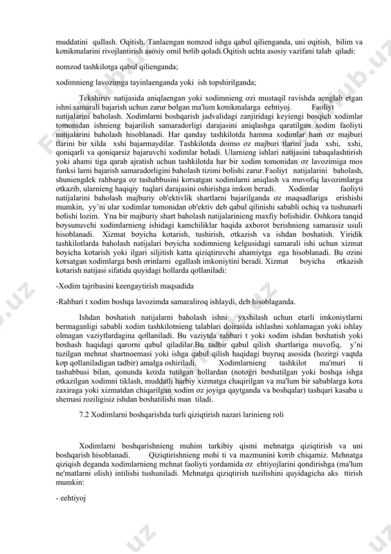 ieng asosi bơlib tegishli rahbarliklar, emasalan, soğliqni saqlash muassasalari uchun soğliqni saqlash vazirligi va/yoki mehnat va aholini ijtimoiy himo lash vazirligi tomonidan tasdiqlaengan qoidalar asosida xodimlar bơyicha mutaxassislar va rahbar tomonidan tayyorlanadigan lavozimlar bơyicha kơrsatmani ishlab chiqish hisoblanadi. nomzodlarni jalb tish bosqichinieng asosiy vazifasi – keyiengi tanlov uchun malakali nomzodlarnieng etarli darajada vakolatli rơyxatini ratish. bu bosqichda qator usullar qơllaniladi: tashkilot ichidan izlash (ichki zaxiralar); tashqi manbalar. tanlov. bu bosqichnieng umumiy kơrinishi quyidagi chizmadagicha aks ttirilishi mumkin: dastlabki tanlov suhbat sinov yollash haqidagi qaror dastlabki tanlovda nomzodlarnieng bơsh lavozimlarga muvofiqligini aniqlashdan boshlanadi. dastlabki tanlovnieng asosiy vazifasi bơsh lavozimni gallash uchun zarur xislatlarnieng eng kam tơplamiga ga bơlmagan nomzodlarni ğalvirdan ơtkazishdir. suhbat - dastlabki tanlov natijasida tashkilot kka tartibda ishlashi mumkin bơlgan nomzodlarnieng chegaralaengan soni aniqlanadi. keyiengi bosqich - tanlab oliengan nomzodlar bilan kka tartibda suhbat ơtkazish. suhbat ơtkazishdan maqsad - nomzodnieng ideal xodim timsoliga mosligi darajasini, lavozimga mos kơrsatma shartlarini …