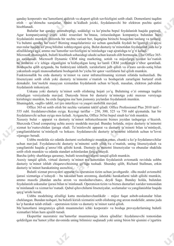 dollarlik bulutli hisob-kitoblarni joriy qilish bilan 34-o’rinni egalladi. domeningizda uzoq manzillarni qisqartiring siz o’z subdomainingiz bilan bir xil kesish tamoyilidan foydalanishingiz mumkin. uzoq manzillarni onlayn hujjatlarda yoki xaritada qisqartirishingiz mumkin. biroq, ulanishlar sizning domeningizga mos keladi va brendingizning ishonchliligini oshiradi. elektron pochta orqali elektron pochtani tasdiqlash siz yuborgan elektron pochtani o’qidimi yoki yo’qligini bilmoqchimisiz? fayllarni jo’natmang – ularni ulashing fayllarni yuborish juda ko’p muammolarni o’z ichiga oladi. qabul qiluvchining pochta qutisi bo’lishi mumkin yoki uning provayderi cheklangan qo’shimcha o’lchamiga ega va shuning uchun xabar bekor hisoblanadi. bunga qo’shimcha ravishda, ushbu fayllar ko’plab pochta qutilarini egallaydi, ayniqsa, bir xil fayllarning ko’p sonli versiyalarini almashtirganda. qayta ijro etish imkoniyati deyarli nolga teng – masalan, agar kerakli o’zgarishlarni eslab qolsangiz, faylni qayta yuborish kerak. bulutli texnologiyalardan foydalanish bilan bog’liq bir qancha afzalliklar mavjud. mavjudligi internetga ulangan kompyuter, planshet, har qanday mobil qurilma mavjud bo’lgan har qanday kishi bulutda saqlangan ma’lumotlarga kirish imkoniyatiga ega. …