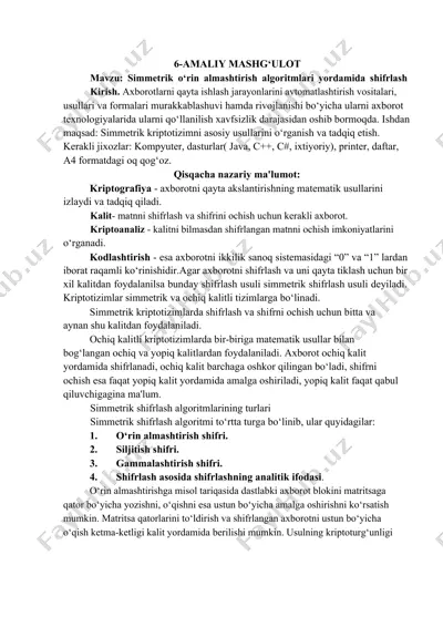 simmetrik kriptotizim — DOCX