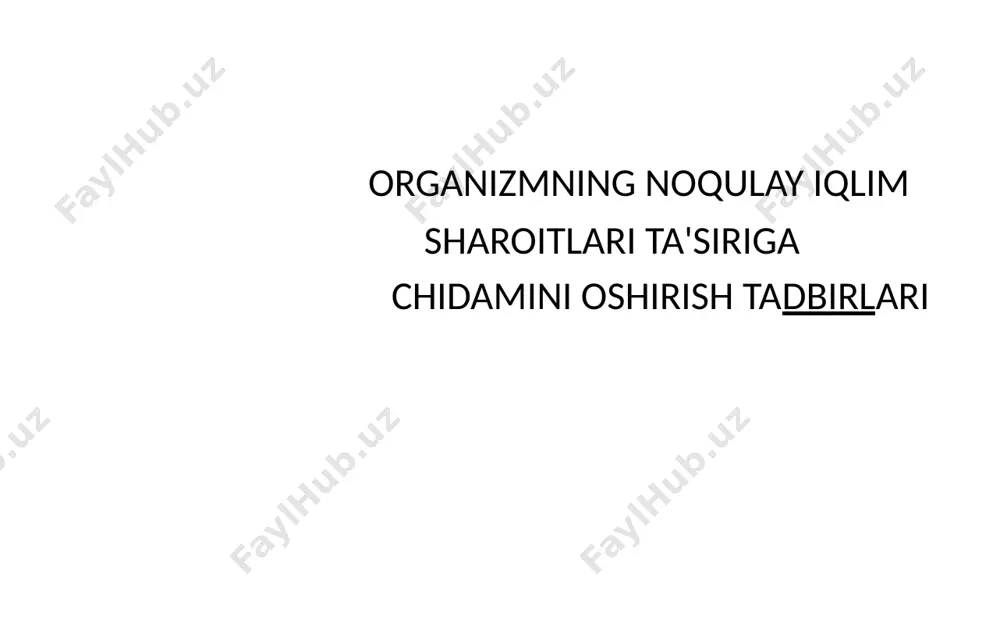 vchilar maxsus, „bolałar" sovunidan foydalanganlari ma'qul, chunki uning tarkibidagi lanolin moddasi•terini yumshatadi, undagi bor kislota teridagi mikroblarni yo'qotadi. kiyim va poyabzalga bo'lgan gigiyena talablari. odamning kiyimi va poyabzali yil fasliga mos bo'lib, havoni yaxshi o 'tkazadigan bo'lishi kerak. sintetik materiallardan tikilgan kiyim, rezinadan tayyorlangan poyabzallar havo o'tkazmaydi. shuning uchun ter bezlaridan ajralgan suyuqlik yaxshi bug'lanmaydț. buning oqibatida ichki kiyim, paypoq ho'l bo 'lib, odarŕl shamollab qolishiga sabab bo 'ladi. shunga ko'ra, ayniqsa, respublikamizning issiq iqlim sharoitida sintetik materiallardan tikilgan kiyim, paypoq va rezina poyabzal kiyish gigiyena nuqtayi nazaridan tavsiya etilmaydi. bunday materiallardan tayyorlangan sport kiyimlari va poyabzallarni faqat mashg'ulot vaqtida kiyish mumkin. bizning issiq iqlim sharoitimizda yoz oylarida ip-gazlamadan tikilgan kiyim, qish faslida eșa jun vaboshqă tabiiy gazlamalardan tayyorlangan kiyim, charm peyabzal kiyish maqsadga muvofiq bo'ladi. image4.jpg image5.jpg image6.jpg image7.jpg image8.jpg image9.jpg image10.jpg image11.jpg image12.jpg image13.jpg image14.jpg image1.jpg image2.jpg image3.jpg