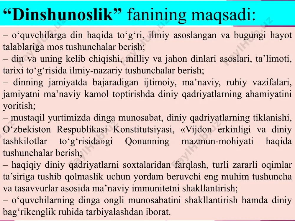 n, avstraliya aborigenlari orasida saqlanib qolgan afsonalardagi tasavvurlarni aytish mumkin. animizm (lotin tilida anima – ruh, jon ma’nolarini anglatadi). animizm ruhlar mavjudligiga ishonch, tabiat kuchlarini ruhlantirish, hayvonot, o‘simlik va jonsiz jismlarda ruh ong va tabiiy qudrat borligi haqidagi ta’limotni ilgari suruvchi ilk din shaklidir. u totemizm bilan bir vaqtda shakllangan. animizm tabiatning qudratli kuchlari – osmon va yer, quyosh va oy, yomg‘ir va shamol, momaqaldiroq va chaqmoqlarni ilohiylashtirib, ularda ruh mavjud deb bilar edi. ibtidoiy odamlar tog‘lar, daryolar, adir, o‘rmonlar, daraxtlar, xarsang tosh, jarliklar ham jonli, tafakkurli, sezuvchi va harakat qiluvchi, yaxshilik va yomonlik keltirishi mumkin deb tushunganlar. ularga qurbonliklar qilib haqqiga duo qilib, marosimlar uyushtirganlar. animizm zamonaviy dinlarning asosiy aqidaviy qismini tashkil etadi. jahon dinlarida ham ruhlar haqidagi ta’limot mavjud. animizm fetishizm (fetish so‘zi fransuzcha fetishe – but, sanam, tumor ma’nolarini anglatadi). u tabiatdagi jonsiz predmetlarga sig‘inishdir. fetish ham salbiy, ham ijobiy ta’sir etish kuchiga ega. fetish hisoblangan predmetlar …