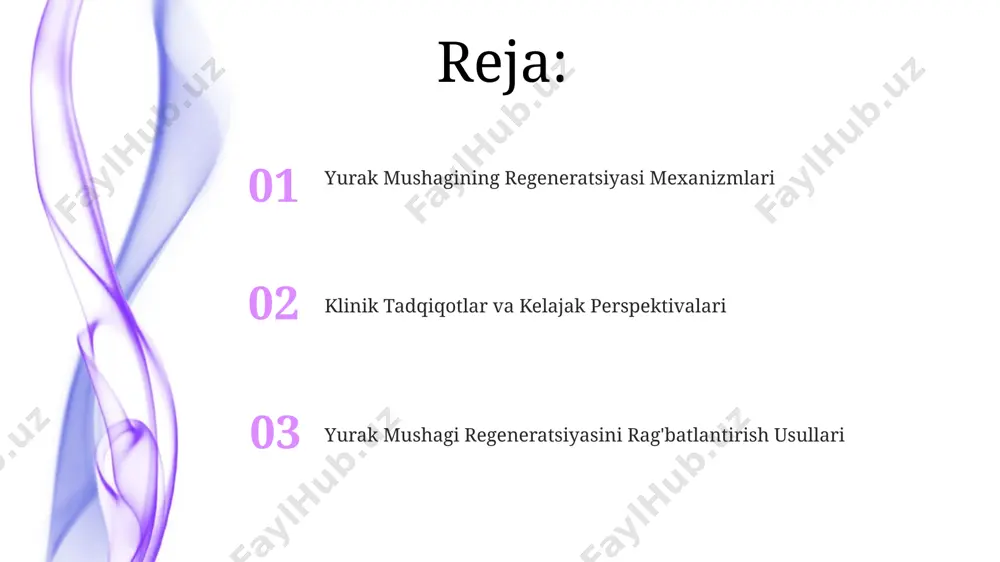 angilanishini rag'batlantiruvchi yangi terapiya usullari samaradorligi aniqlangan. yangi yondashuvlardan biri bo'lgan mikro-rna ni boshqarish orqali yurak mushagining regeneratsiyasi tezlashishi 1,5-2 barobar kuzatilgan. regeneratsiya jarayonining molekulyar mexanizmlari fibroblastlarning miofibroblastlarga differensiatsiyasi tgf-β1 sitokinining ta'siri ostida sodir bo'lib, yara tuzalishida muhim rol o'ynaydi, bu jarayonning 15-25%ini tashkil etadi. yurak mushagining regeneratsiyasida cxcr4 va sdf-1 oqsillarining o'zaro ta'siri hujayralarning migratsiyasi va proliferatsiyasini ta'minlaydi, bu omillar umumiy samaradorlikning taxminan 10-15 foizini tashkil qiladi. xulosa va muhokama kardiyomiyositlarning o'z-o'zini yangilash qobiliyati pastligi sababli, 100 milliarddan ortiq yurak hujayralarining yo'qolishi qayta tiklanmaydi, bu esa yurak yetishmovchiligiga olib keladi. hozirgi vaqtda 5 dan ortiq turdagi hujayra terapiyasi usullari yurak mushagining regeneratsiyasi bo'yicha tadqiqotlarda qo'llanilmoqda, ammo ularning samaradorligi hali ham munozarali. yurak mushagining regeneratsiyasi: umumiy nuqtai hayvonlar ustida olib borilgan tadqiqotlar shuni koʻrsatdiki, oʻziga xos hujayra mexanizmlarini faollashtirish orqali yurak mushagining regeneratsiyasi darajasini 5-10% gacha oshirish mumkin. kardiyomiyositlarning cheklangan proliferatsiya qobiliyati va yurak yetishmovchiligiga olib keluvchi shikastlanishlardan soʻng yomon …