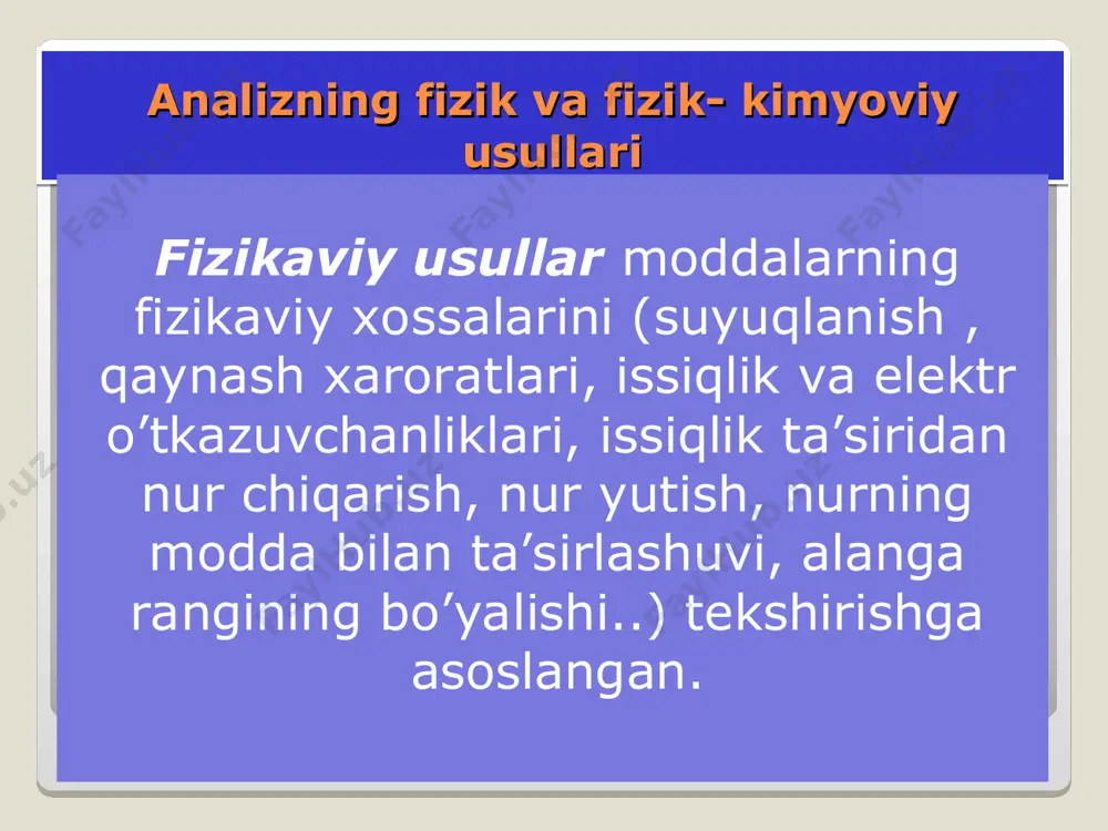 g sirt yuzasidagi diffuziyasi va hokazolar. bu jarayonlaming hammasi elektrolitik bo‘g ‘in (yacheyka)da kuzatiladi. elektrolitik bo‘g ‘in ikki xil bo‘lib, ulardan biri galvanik element, ya’ni ichki kuchlanishga ega bo‘lgan bo‘g‘indir. galvanik element tarkibiga kiruvchi kimyoviy moddalar orasida sodir bo‘ladigan reaksiyalar natijasida elektr toki paydo boiadi. elektrodlar, bulardan tashqari, birinchi, ikkinchi va uchinchi tur elektrodlarga bo’linadi. birinchi tur elektrodlarning potensiali elektrod reaksiyasida ishtirok etgan elementning turli oksidlanish darajalaridagi shakllari aktivligiga bog’liq bo'ladi. bunday elektrod uchun misol tariqasida, o ‘z tuzi eritmasiga yoki suyuqlanmasiga tushirilgan metallni ko‘rsatish mumkin. masalan, kumush nitrat eritmasiga tushirilgan kumush elektrod bunga misol bo‘la oladi. kumush elektrodning potensiali: formula bilan ifodalanadi. birinchi tur elektrodlar tuz ko‘prigi yordamida tutashgan holda taqqoslash elektrodi bilan birgalikda kationlami aniqlash uchun ishlatiladi. metall ionli elektrodlar kationlarga nisbatan qaytar elektrodlar jumlasiga kiradi. ikkinchi tur elektrodlar deb, potensiali anionlarning aktivligi bilan belgilanadigan elektrodlarga aytiladi. ikkinchi tur elektrodlar ikki xil bo’ladi: 1) o‘zining kam eruvchan tuzi …