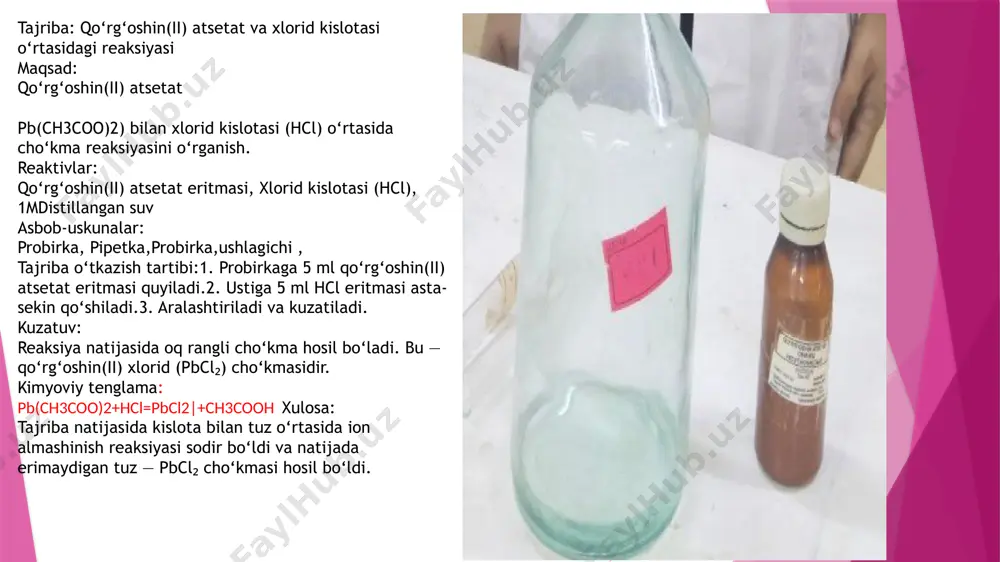 ii analitik guruh kationlarining umumiy tavsifi va guruh reagent ta’siri - Page 5