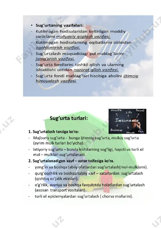 sug'urtaning iqtisodiy mohiyati va bozor munosabatlarini o'rni - Page 4