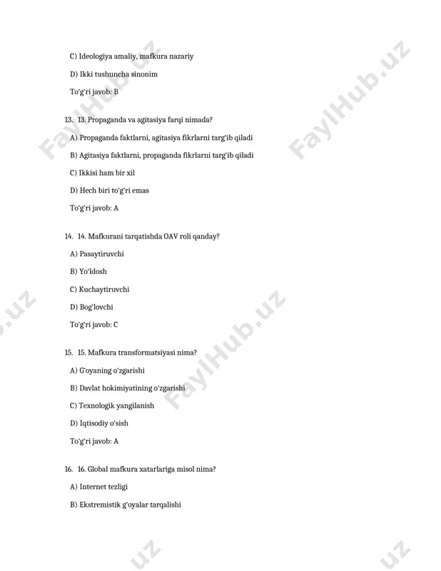 mafkuraviy tarbiya bo‘yicha test savollari - Page 4