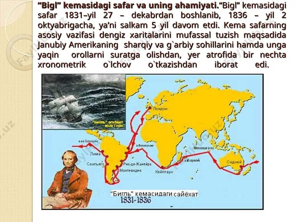 laridagi o`zgarishlar tabiiy tanlanish yo`li bilan vujudga kelgan bo`lsada, biroq odam miyasi aqliy qobiliyatlarining rivojlanishi bilan uning ta’siri to`xtaydi, chunki odamdagi tuyg`ular, ongli hayot qobiliyati, ahloqni tabiiy tanlanish yoki evolyutsion nazariya bilan tushuntirib bo`lmaydi. darvin yuqoridagi asarida uolles fikrlarining noto`g`ri ekanligini uzil-kesil isbotlashni maqsad qilib qo`ydi. asarning birinchi bobida odam hayvonot olamidan kelib chiqqanligini isbotlovchi qiyosiy anatomiya, fiziologiya, embriologiya, sistematika, paleontologiya dalillari keltiriladi. asarning keyingi boblarida hayvonlar bilan o`simliklar turlarining paydo bo`lishida muhim rol o`ynagan omillar — o`zgaruvchanlik, irsiyat, tanlanish odamning kelib chiqishida ham muhim rol o`ynaganini ko`rsatib o`tildi. asarda odamning hayvonot olamida tutgan o`rni belgilab berildi, darvin ouen va uolleslarning «odam o`z miyasining rivoj topishi va ruhiy holati bilan hayvonlardan tubdan farq qiladi va shunga binoan uni hayvonlardan ajratish kerak» degan mulohazalarini tanqid qildi va mazkur masalani ilmiy jihatdan hal etdi. darvin odam paydo bo`lishi masalasini biologiya fani nuqtai nazaridan hal etgan bo`lsada, lekin bunda ijtimoiy omillar qanday rol …