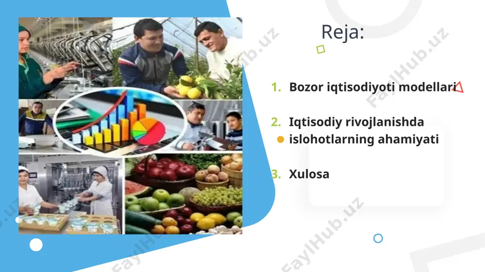 xos boʻlgan aralash iqtisodiyot, ijtimoiy bozor xoʻjaligi va korporativ iqtisodiyot koʻrinishlari mavjud. aralash iqtisodiyot modeli — bozor iqtisodiyotining yuksak mehnat unumi, neʼmatlar toʻkinchiligini taʼminlaydigan, eng mukammal texnologiya va yuqori malakali ish kuchiga ega boʻlgan turi. bu modedda mulkiy xilma xillik mavjud boʻladi; xususiy mulkning individual va hissabay shakllari ustuvorlik qiladi, davlat va nodavlat mulki, iqtisodiyotning davlat va nodavlat sektorlari taraqqiy etadi. yirik, oʻrta va kichik biznes muvozanatli holatda rivojlanadi. bozor munosabatlari bilan birgalikda nobozor munosabatlari ham mavjud boʻladi. bu esa sahovat va xayrehson ishlarining keng rivojlanishiga zamin yaratadi, raqobat bilan birgalikda hamkorlik aloqalari yuzaga keladi. iqtisodiyotni boshqarishda bozor mexanizmi bilan bir qatorda davlat mexanizmi ham qoʻllanadi. mazkur modelga ommaviy farovonlik xos boʻlsada, ijtimoiy tafovutlar cheklanmaydi, davlat daromadlarni qayta taqsimlashda faol ishtirok etmaydi, bu vazifalarni bozor mexanizmi bajaradi. aralash iqtisodiyot modeli aqsh, angliya, fransiyada mavjud. ijtimoiy bozor xoʻjaligi modeli — yuksak texnologiyaga va inson omilining kuchiga tayanib yuqori mehnat unumdorligini, umuman, …