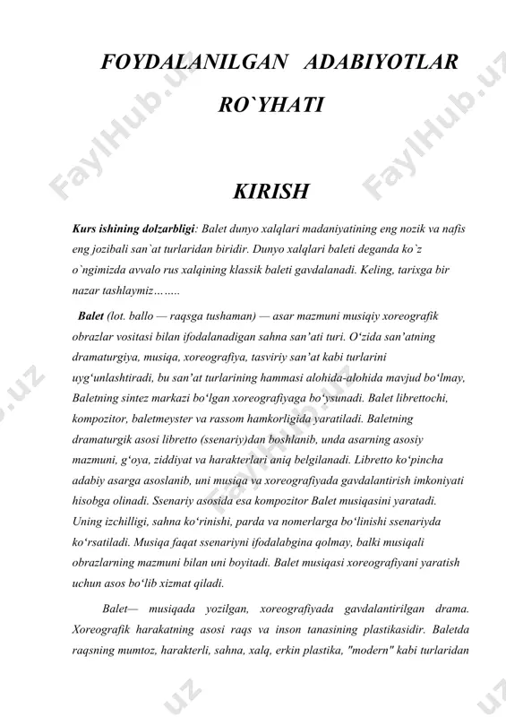 entlari bilan boyib bormoqda. balet spektaklida dekoratsiya, libos, yorugʻlik va boshqa hamma tasviriy vositalarni musiqiy-xoreografik harakatga uygʻunlashtirish rassomning vazifasidir. balet spektaklining ijrosi, musiqiy talqini va musiqa bilan raqs harakatining uygʻunligiga dirijyor rahbarlik qiladi. b.ning fojia, komediya, pyesa, balet— simfoniya kabi janrlari mavjud. balet spektakllari bir pardali, koʻp pardali boʻladi. balet atamasi asosan 16 — 19-asrlar davomida shakllangan yevropa balet. sanʼatini ifodalaydi, lekin 20-asrdan kengroq talqin qilinib, osiyo va afrika mamlakatlarining raqs tomoshalariga nisbatan ham ishlatiladi. xozirgi yevropa baletining paydo boʻlishi qad. xalq musiqali raqs tomoshalariga borib taqaladi. 15 — 16-asrlar teatrlashgan raqslarning shakllanish jarayoni avval italiyada, soʻng boshqa mamlakatlarda b. sanʼatini vujudga kelishiga sabab boʻldi. 1581 y. fransiyada yaxlit va rivojlangan mazmunli musiqa, raqs, pantomima, soʻz va ashula bilan ifodalangan birinchi b. spektakli ("qirolichaning hajviy baleti") yaratildi. 1661 yil parijda tashkil qilingan "qirollik raqs akademiyasi" balet.ning professional sanʼatga aylanishida katta rol oʻynadi. 18-asrda angliya, avstriya va fransiyada balet batamom mustaqil …