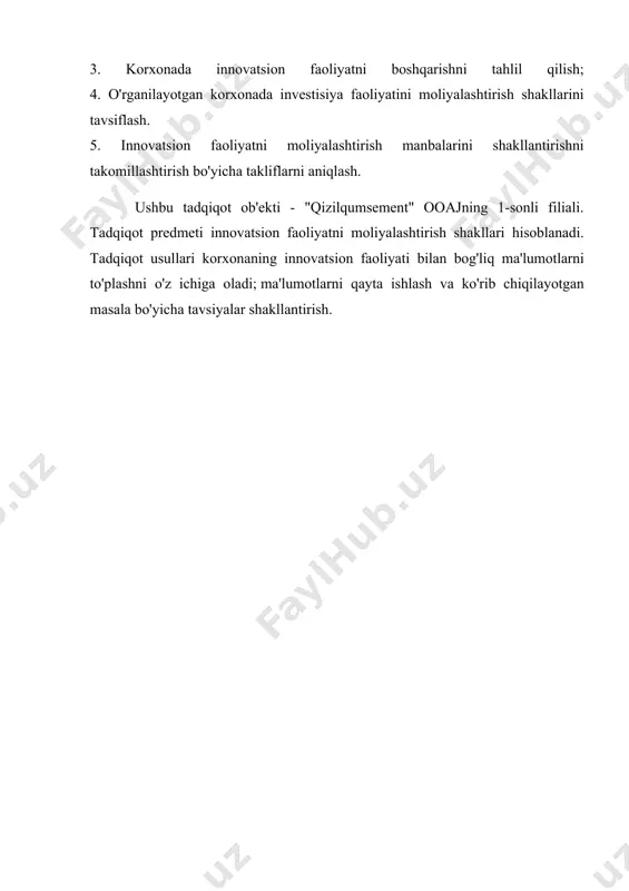 klash va o`stirish uchun sarflanuvchi moddiy, mehnat va pul resurslaridir. ular asosan bir vaqtning o`zida amalga oshiriladigan xarakterga ega bo`lib, ishlab chiqarish xarajatlari yoki mahsulot tannarxi shaklidagi, joriy xarajatlardan farq qiladi. kapital qo`yilmalar maqsadli xarakterga ega bo`ladi hamda xodimlarga mukofot to`lash, xizmat safari (komandirovka) xarajatlari va hokazolarga sarflanishi mumkin emas. moliyaviy investitsiyalar qimmatbaho qog`ozlar, aktsiya va obligatsiyalar sotib olish, pul mablag`larini banklarga foiz olish maqsadida depozit hisob raqamlariga qo`yish bilan ifodalanadi. real investitsiyalar pul mablag`larini kapital qurilish, ishlab chiqarishni rivojlantirish va kengaytirishga kiritishni ifodalaydi. real investitsiyalar korxona, tarmoq va butun xalq xo`jaligining kuch-quvvatini belgilab beradi. investitsiyalar avvaldan o`ylab ko`rilgan maqsad va birinchi o`rinda investitsion loyiha asosida korxona ishlab chiqarish potentsialini mustahkamlash va rivojlantirish vazifasini bajaradi. 1.2. investitsiya loyihasi, uning tarkibi va davom etish bosqichlari investitsiya loyihasi kapitalni korxonani uning ishlab chiqarish quvvati va boshqa sifat ko`rsatkichlarini kuchaytirish maqsadida rivojlantirish va kengaytirishga kiritishni rejalashtirish va amalga oshirish bo`yicha chora-tadbirlar majmuasidir. investitsiya …