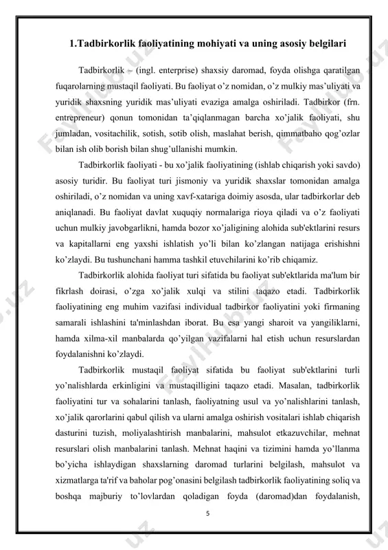alik jarayonini tashkil etishga qo’yayotgan mulkning yakka tadbirkor jismoniy shaxs sifatida o’z kapital va mulkiga ega bo’lmasligi ham mumkin, lеkin natijada tadbirkorlik daromadini va foydani olish bo’lgan xo’jalik faoliyatini tashkillashtirish uchun arеnda qilingan mulklarni va zayom mablag’larini jalb qilishi mumkin. yakka tadbirkorlik faoliyati zamonaviy sharoitlarda yuqori tеxnologiya va fikrlar bilan bog’liq yangi sohalarda kеng tarqaldi, u jismoniy shaxs sifatida patеntlar va ularni tashkillashtirish va ishlab chiqarishga singdirish uchun moliyaviy mablag’larga ega. yakka tadbirkor faoliyat sohasi va yo’nalishni tanlashda yirik firmadagi mеnеjеrdan ko’ra ancha katta xarakat erkinligiga ega. tadbirkor xo’jalik faoliyatini o’z nomidan va o’z xavfiga amalga oshiradi. 2-chizma. iqtisodiyot tarmoqlarining yaim o’sishidagi hissasi[footnoteref:3] [3: www.stat.uz – davlat statistika qo’mitasi rasmiy veb sayti] xalqaro valyuta jamg’armasining so’nggi baholash missiyasining bayonotida o’zbekiston jadal rivojlanib, global moliyaviy inqirozni yengib o’tgani qayd etilgan, shuningdek, o’rta muddatli istiqbolda mamlakatimizda yuqori iqtisodiy o’sish sur’atlari saqlanib qolishiga katta ishonch bildirilgan. o’zbekistonda amalga oshirilayotgan keng ko’lamli islohotlarning bosh …