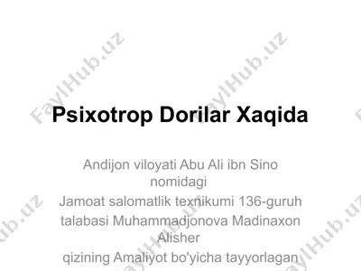 psixotrop dorilar xaqida — PPTX