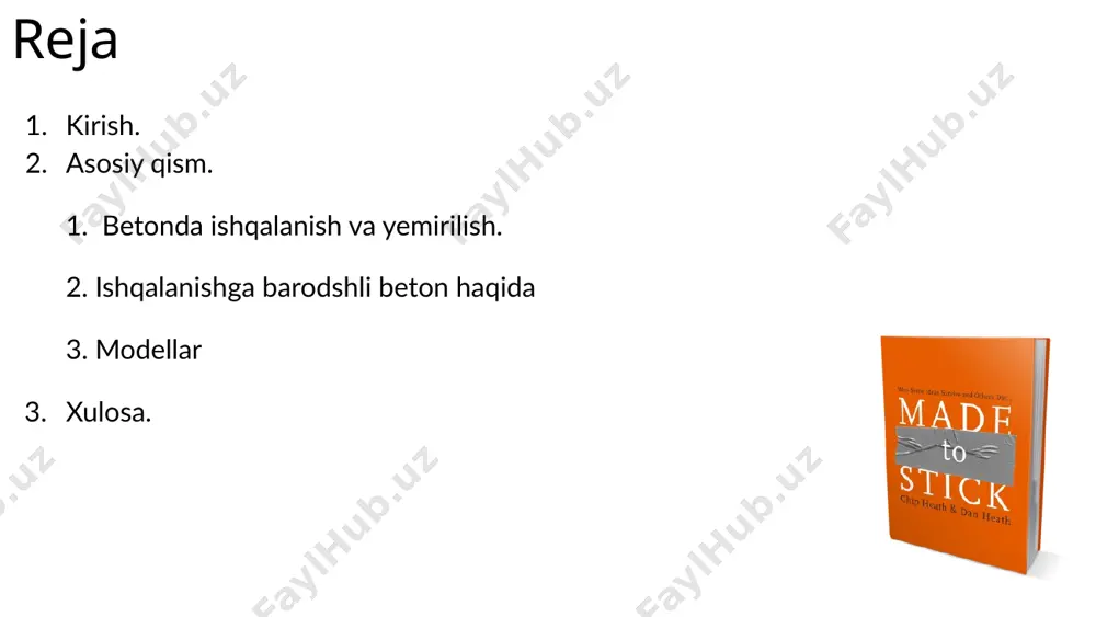 adi. yana betonni ishqalanishga bardoshli ko’rsatkichini oshirish uchun to’yintiruvchilar(shimdiruvchilar) qo’shilishi mumkin. eng ko’p tarqalgani poliuretanli to’yintiruvchilar. bundan tashqari ular betonni korroziyadan himoya qilishi mumkin. bunday to’yintiruvchilar betonga 4 mm qalinlikda kirib bu ko’rsatkichni 1.5 marta kattalashtirishi mumkin. betonga yana maxsus topinglar qo’shish mumkin. ular tarkibiga tabiiy yoki sun’iy yuqori mustahkam komponentlar qo’shilgan bo’ladi: kvars metall qirindilari korund va boshqalar. topingli beton qanday ishlab chiqarilishi haqida qisqacha. asos gidroizolyatsiyalanadi. beton bilan asos orasida namlik yuzaga kelmasligi uchun u polietilen plenka yoki ruberoid bilan gidroizolyatsiyalanadi. 2. armirlivchi qatlam montaji. toppingli polni mustahkamlik va katta yuk tushishini oldindan ko’rib chiqib shu hisobida armirlash ishi amalga oshiriladi. bu hamma konstruksiyani egilishga bo’lgan mustahkamlik ko’rsatgichini oshiradi. armirlovchi sifatida teriluvchi to’r , armatura yoki ankerli fibra o’rnatiladi 3. beton quyish. topingli betonlar quyishda mustahkamligi b22.5 (m300) dan past bo’lmagan betondan foydalanish kerak. bunday beton qorishmasida boshqa qo’shimchalar bo’lishi kerak emas. bunday betonni zichlash uchun ichki va …