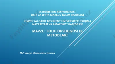 folklorshunoslik metodlari — PPT