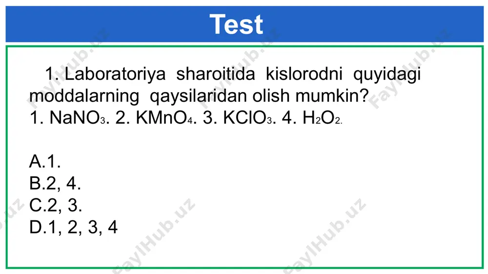 kislorod mavzusiga oid masala va test topshiriqlari - Page 4