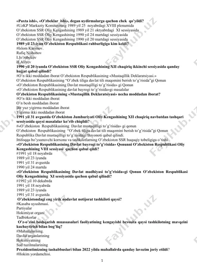 o'zbekiston respublikasining mustaqillik yo'li — DOCX