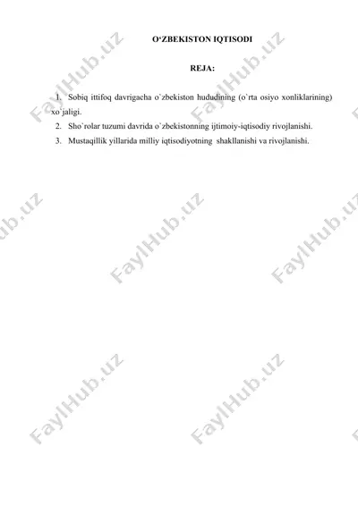 o‘zbekiston iqtisodi — DOC
