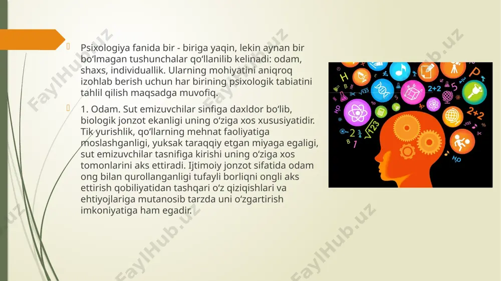 a yig‘laydi, kam kuladi. sustkash. tortinchoq, g‘ayratsiz. qat’iyligi va mustaqilligi kam. tez toliqadi. ortiqcha ishchan emas. diqqati beqaror. his - tuyg‘usi sust o‘zgaradi. qotib qolgan. intravertlashgan. temperament tiplari xususiyatlarini faoliyat talablariga moslashtirish mumkin, buning uchun: 1. kasb - hunarning talabalar temperamentiga mos keladigan turini tanlash kerak. shaxsning psixik xususiyatlariga mos tushadigan kasbni tanlash kasbiy saralash deb yuritiladi; 2. talabalarning individual xususiyatlarini hisobga olish lozim; 3. temperamentga xos kamchiliklarni (illatlarni) bartaraf etish kerak. demak, shaxsni qaytadan shakllantirish yo‘li bilan temperamentni faoliyat talablariga qisman moslashtirish mumkin; 4. individual uslubni shakllantirish zarur. talabaning faoliyatga ongli, faol va ijodiy munosabatda bo‘lish buning uchun eng zarur shartdir. shaxsning hulq – atvor xususiyatlari uni faoliyatiga undovchi asosiy omil hisoblanadi. psixologiya fani shaxsning fe’l - atvori xususiyatlarini to‘rt guruhga ajratib o‘rganadi: 1. jamoa va alohida shaxsga nisbatan munosabatlarni ifodalovchi fazilatlar: yaxshilik, mehribonlik, talabchanlik, faxrlanish va boshqalar; 2. mehnatga nisbatan munosabatni bildiruvchi xususiyatlar: mehnatsevarlik, yalqovlik, vijdonlilik, mas’ulyatlilik va …