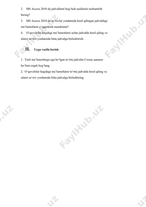 hosil qiling va ularni so‘rov yordamida bitta jadvalga birlashtiring. image1.png image2.png