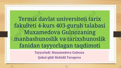 tarixshunoslik fanidan taqdimot — PPTX