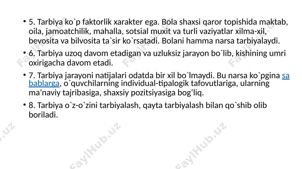 ti, yashash tarzida yaqqol namoyon bo‘ladi milliy g‘oya — millatning o‘tmishi, buguni va istiqbolini o‘zida mujassamlashtirgan, uning tub manfaatlari va maqsadlarini ifodalab, taraqqiyotga xizmat qiladigan ijtimoiy g‘oya shakli. milliy g‘oya o‘z mohiyatiga ko‘ra, xalq, millat taqdiriga daxldor bo‘lgan, qisqa yoki uzoq muddatda hal etilishi kerak bo‘lgan vazifalar va mo‘ljallarni ham aks ettiradi. komillik milliy istiqlol mafkurasining asosiy g‘oyalaridan biri. komil inson g‘oyasi va uni amalga oshirishga bo‘lgan intilishlar insoniyat sivilizatsiyasining ma’no-mazmunini tashkil qiladi. insonparvarlik– odamzod qadri, erkinlik va qobiliyatlarining har tomonlama namoyon bo‘lishi uchun kurashish, kishilarning baxt – saodati, teng huquqliligi, adolatli hayotini ta’min etishga intilishini ifodalaydigan g‘oya va qarashlar tizimi. iymon. islom dinida agar insonning iymoni bo‘lmasa , xayrli ishlarni ko‘p qilsa-da, unga savob yozilmaydi. ibodat va yaxshi amallar qabul bo‘lishi uchun kishi iymonli bo‘lishi shart ekani nazarda tutiladi. iymonning mukamalligi uch narsa etiqod, iqror va amal vositasida namoyon bo‘ladi. e’tiqod – dinga qalban ishonish; iqror – tan olmoq, …
