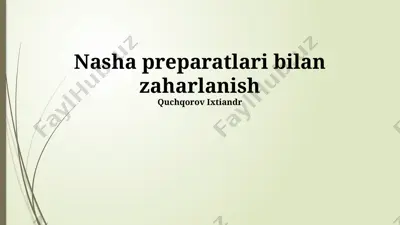 nasha preparatlari bilan zaharlanish — PPTX