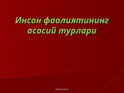 инсон фаолиятининг асосий турлари — PPT