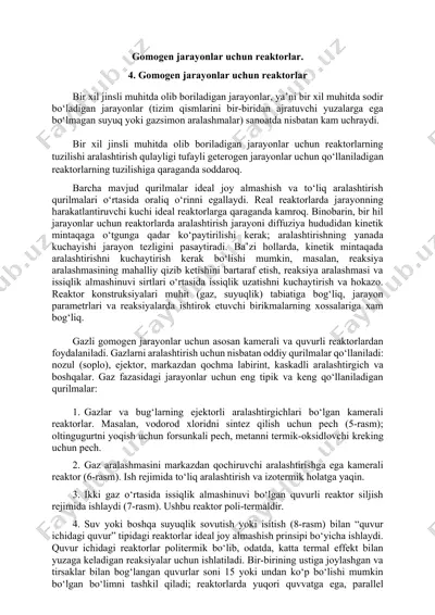 gomogen jarayonlar uchun reaktorlar — DOCX