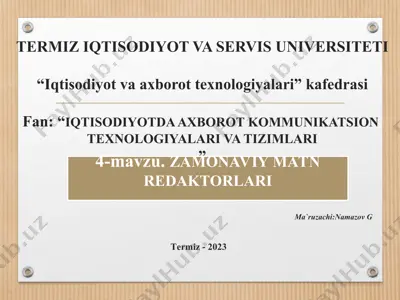 zamonaviy matn redaktorlari — PPT