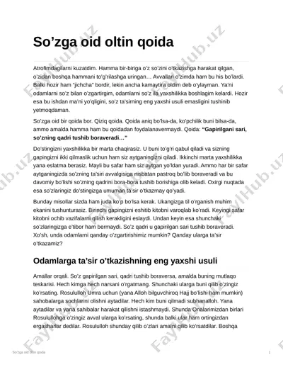 so’zga oid oltin qoida — PDF