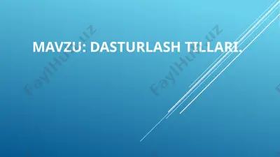 dasturlash tillari — PPTX