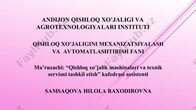 qishloq xo’jaligini avtomatlashtirish — PPT