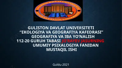 ilk o’spirinlik davrida psixik rivojlanish xususiyatlari — PPTX
