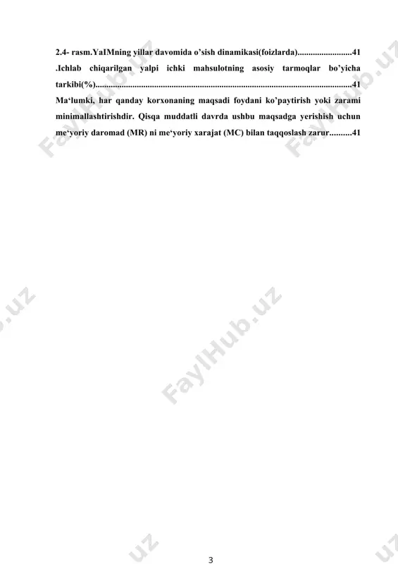 siyatlarini tahlil qilish -mukammal raqobat shaoritida bozor muvozanatini aniqlash -mukammal raqobat bozori modelida narxning shakllanishining o'ziga xosxususiyatlarini yoritib berish - o’zbekiston respublikasida mahsulot va hizmatlaming oshishi dinamikasining tahlili. kurs ishiningob’ekti: sifatida mamlakatimiz milliy iqtisodiyoti tanlangan. kurs ishining predmeti: milliy iqtisodiyotda mukammal raqobat sharoitida narx va ishlab chiqarish hajmini aniqlash jarayonlari bilan bog‘liq ijtimoiy iqtisodiy munosabatlar. i-bob. mukammal raqobatni tadqiq etishning nazariy jihatlari l.l. bozor tuzilmasi:mazmuni va turlari har birimiz bozor haqida ko‘p marta eshitganmiz. bolaligimizdan bozoming bevosita ishtirokchisiga aylanganmiz va bizning xohish-istaklarimizdan qat’iy nazar butun umrimiz davomida bozorning bir bo‘lagi bo‘lib qolamiz. bozor nima ekanligini yaxshi bilishimizga qaramay, unga aniq ta’rif berishga qiynalishimiz mumkin. bu haqda fikr-mulohazalar yuritishdan avval, iqtisodchi-olimlar tomonidan bozorga berilgan ta’riflarga e’tiboringizni qaratmoqchimiz. bozorning eng soda va nazarimizda eng tushunarli ta’rifi: bozor — sotuvchi va xaridor uchrashadigan joy. endi ozgina qiyinrogfini ko‘ramiz: bozor- bu xaridorlar bilan sotuvchilar o‘rtasidagi iqtisodiy aloqalar, ularni bir- biriga bog‘laydigan mexanizmdir. bozorning murakkab …