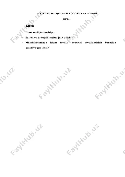 islom moliyasi — DOCX