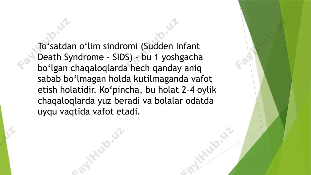 to'satdan o'lim sindromi (sudden infant death syndrome - sids) - Page 3